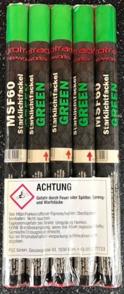 MFS60-GR Magnesiumfackel grün 60 sec, mit Rauch 5er Pack