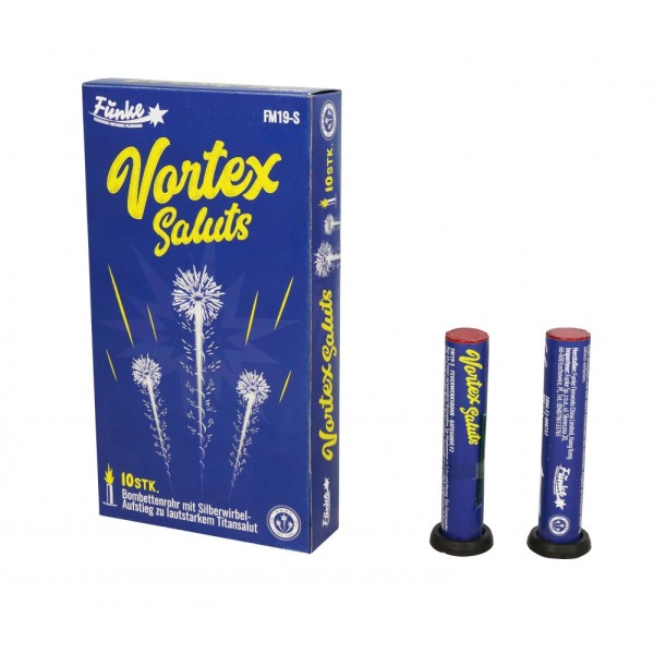 FM19-S Vortex Saluts 10er Schachtel Bombettenrohr Salut von Funke Argento
