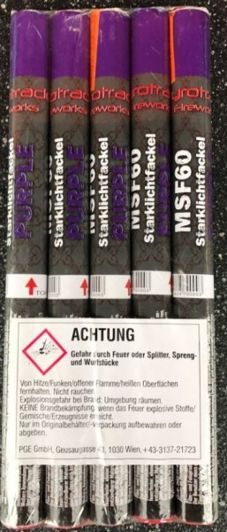 MFS60-P Magnesiumfackel Purple 60 sec, mit Rauch 5er Pack