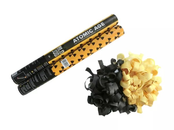 Konfetti Shooter Atomic Age 50cm Papierflitter schwarz-gelb 204403