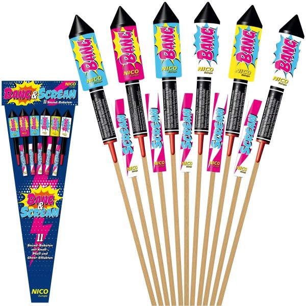 Bang & Scream 11-tlg. Raketensortiment Nico , F2, 1.4g, 04825 inkl 11 Raketen